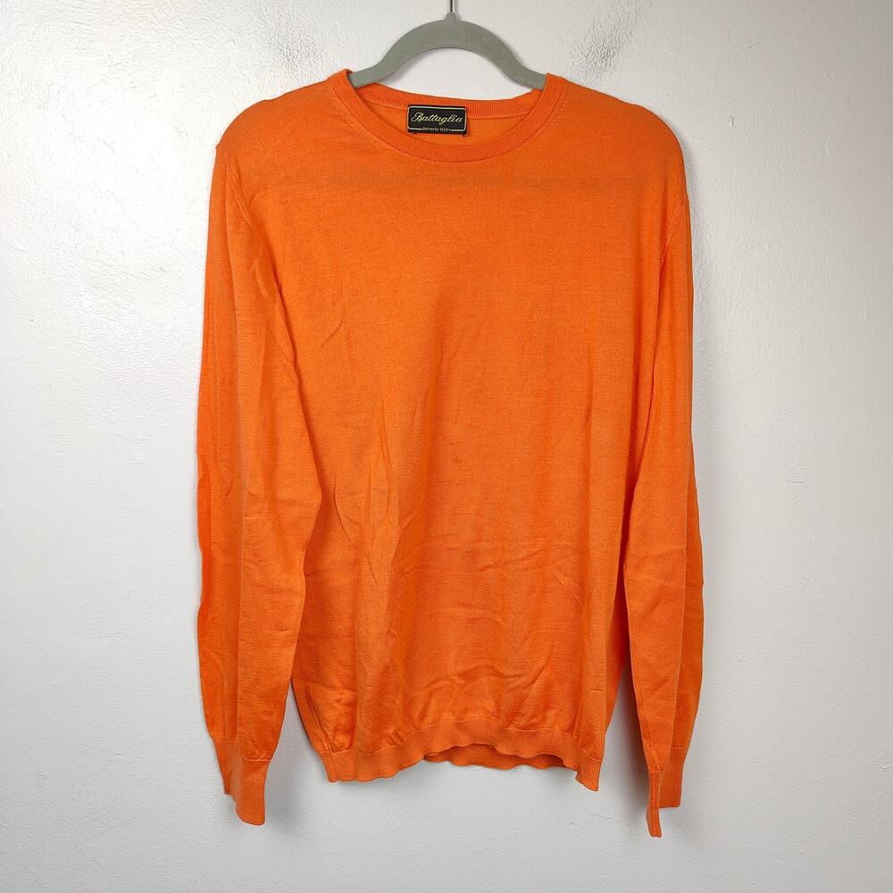 Battaglia Beverly Hills Sweater Mens 54‎ XL Orange Pullover Silky Crewneck